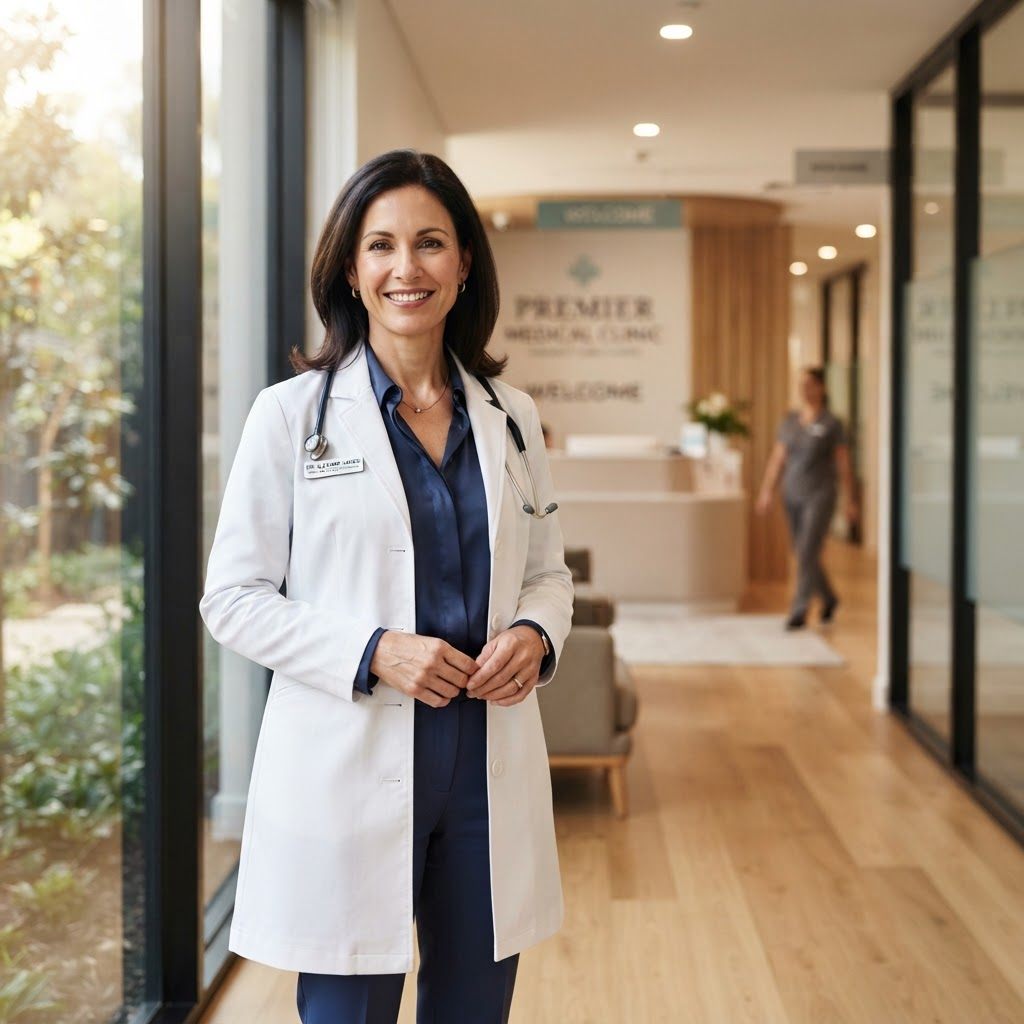 Healthcare practice owner in a modern clinic